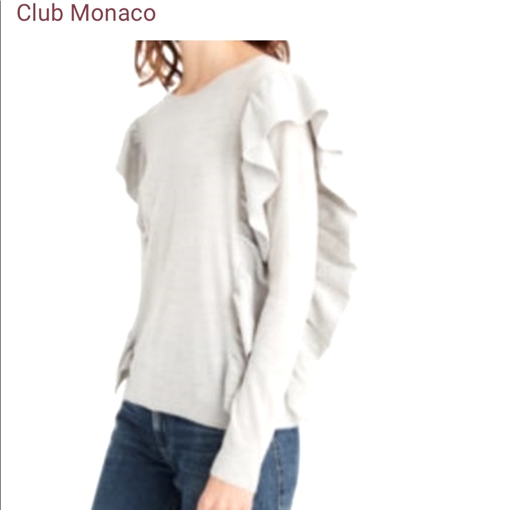 Club Monaco light grey pull over wool sweater petite
